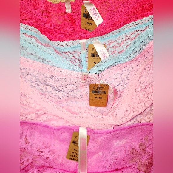 NWT 4 pair PINK Victoria's Secret Lace Cheeky Panties Size XL - Picture 4 of 4